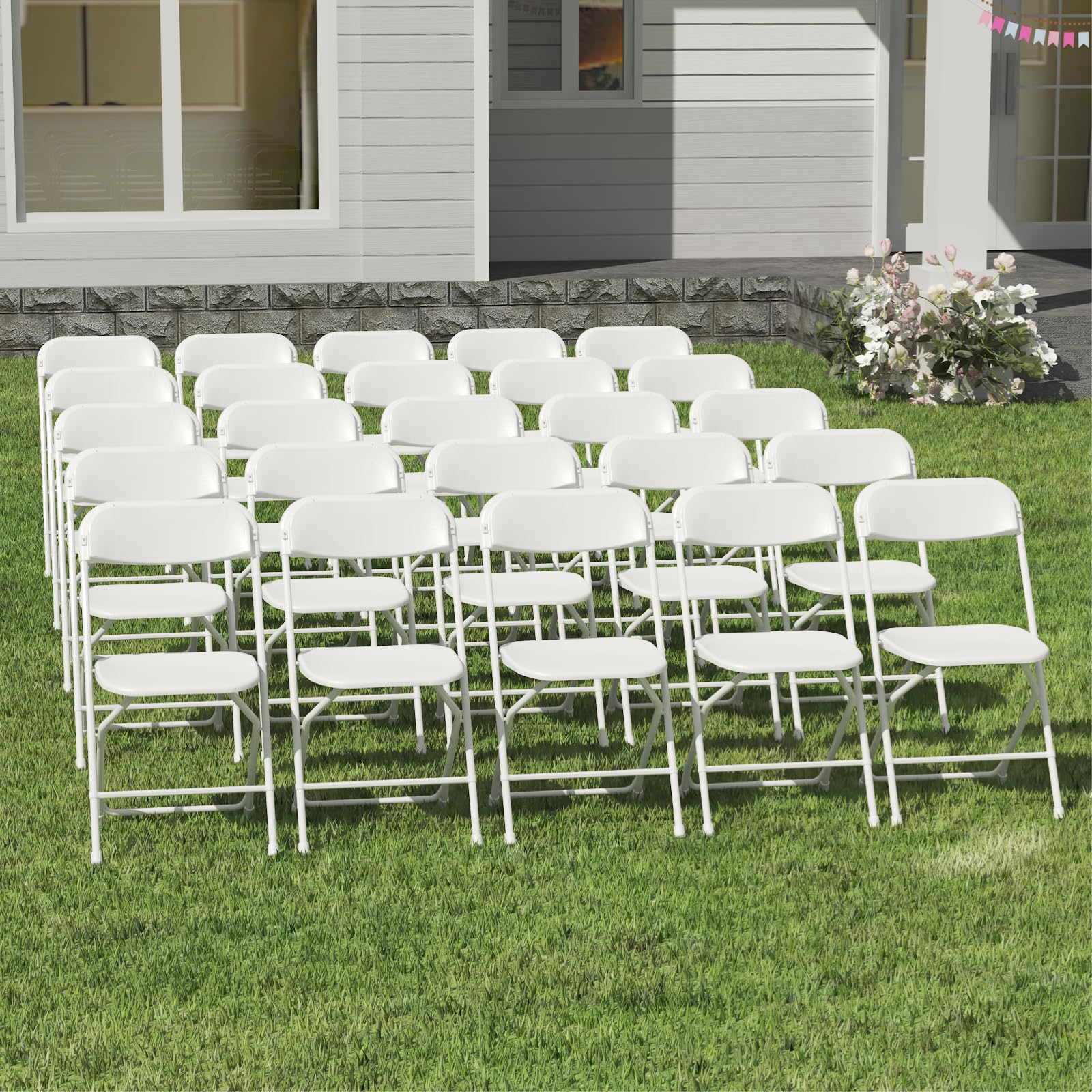 Iwdoo 20 Pack White Folding Chairs, Plastic Folding Chairs Outdoor Indoor, 350Lb Capacity,Portable Event Chair, Lightweight Fold